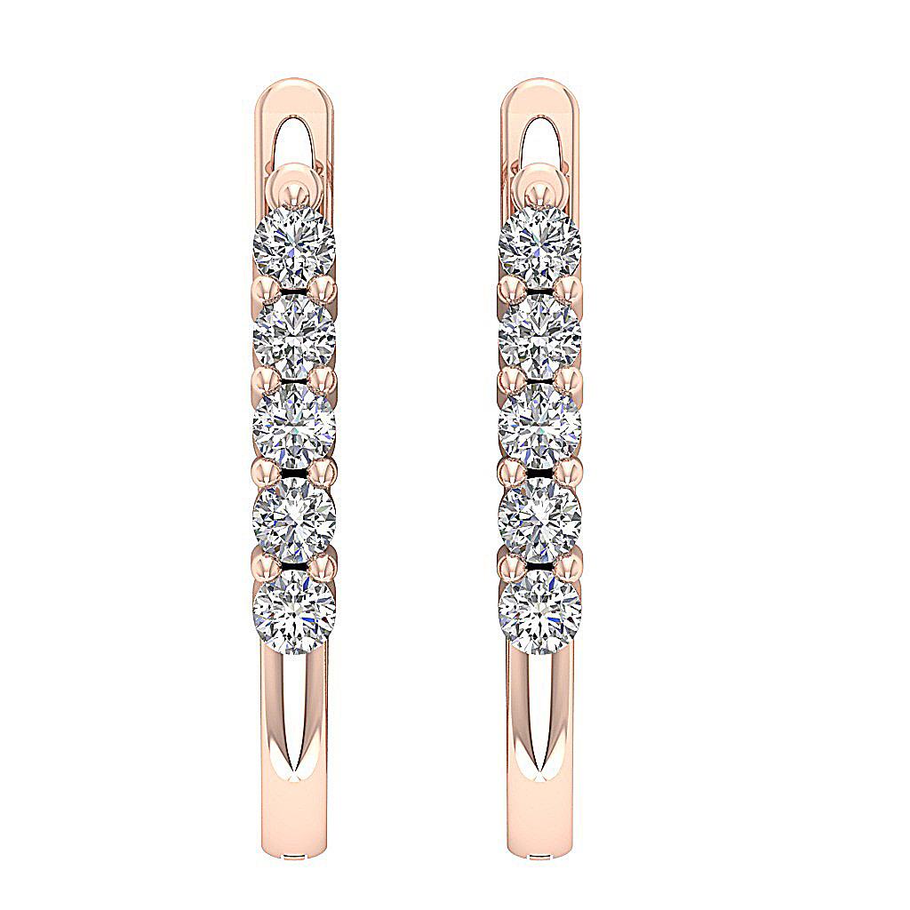 SI1 G 0.35 Ct Natural Diamond Hoops Earrings 0.50 Inch Appraisal 14K
