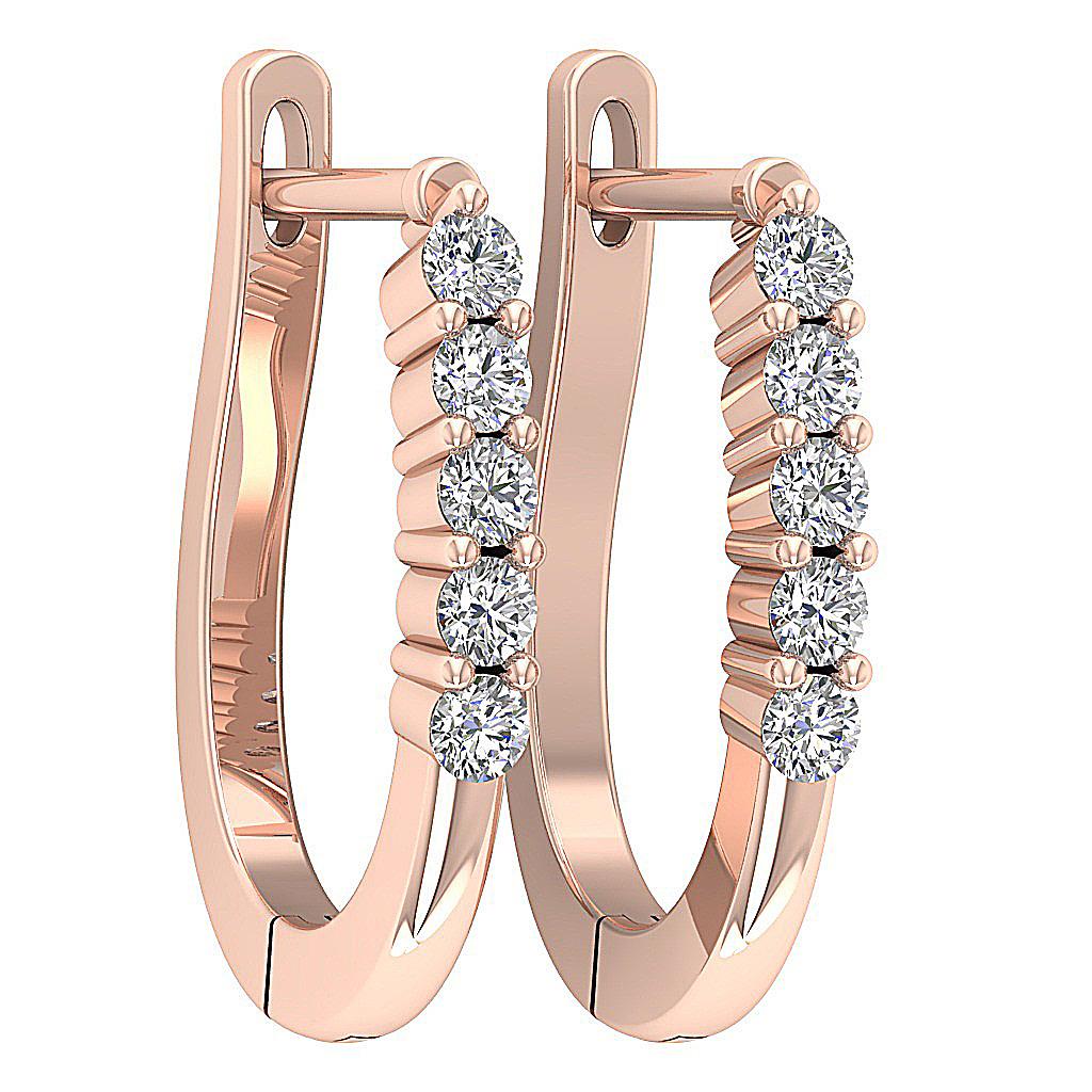 SI1 G 0.35 Ct Natural Diamond Hoops Earrings 0.50 Inch Appraisal 14K