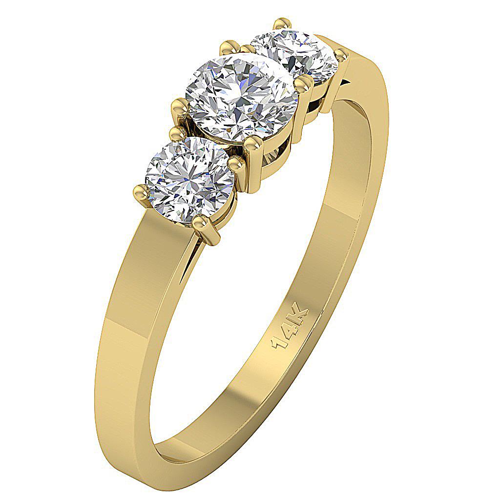 Three Stone Anniversary Wedding Ring I1 G 1.01Ct Round Cut Diamond