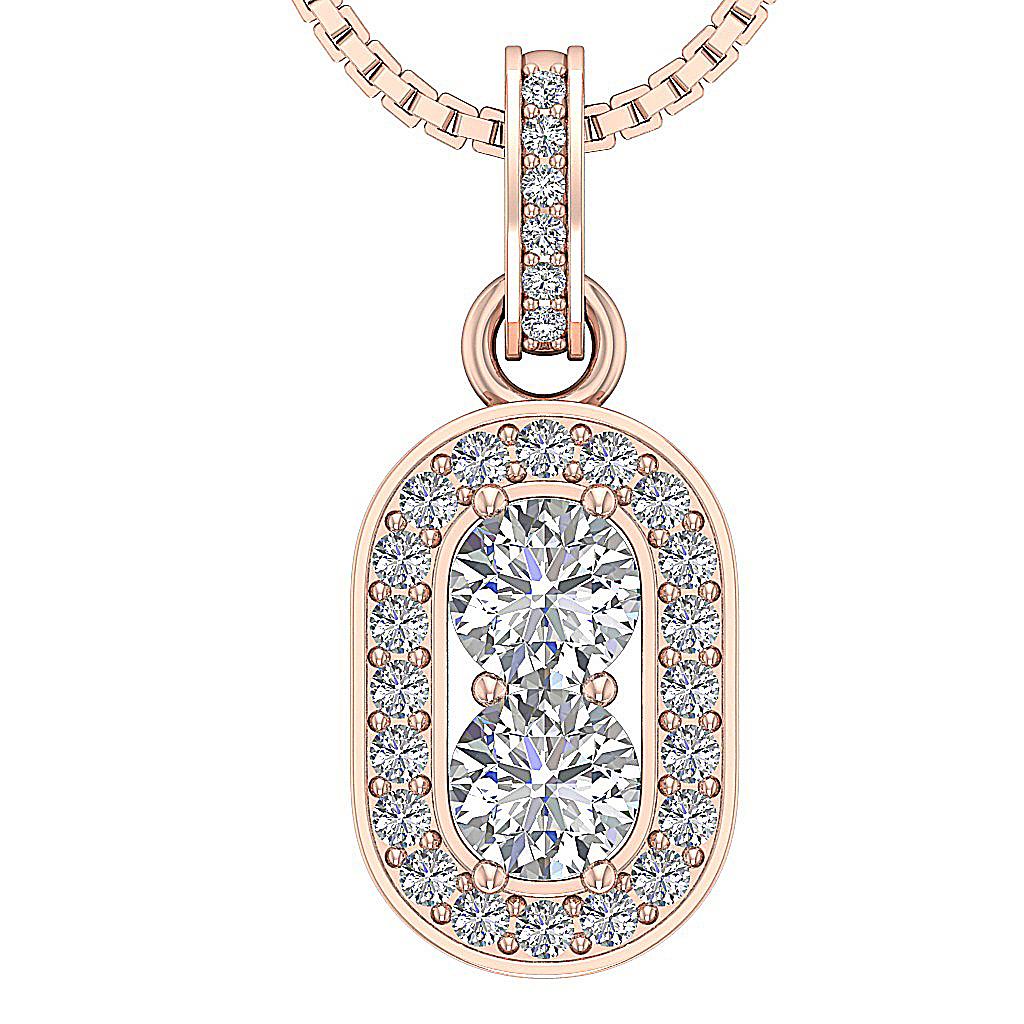 SI1 G 0.90 Ct Forever Us 2 Stone Natural Diamond Halo Pendant Necklace ...