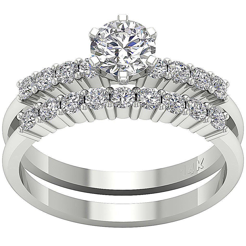 Bridal Wedding Ring Set Appraisal I1 G 1.15 Ct Round Diamond 14K Gold