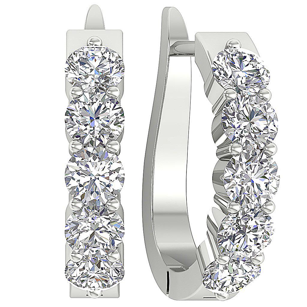 Lab Grown Round Diamond VS F 1.50-3.00 Ct Hoop Earring Prong Set 14K Solid Gold