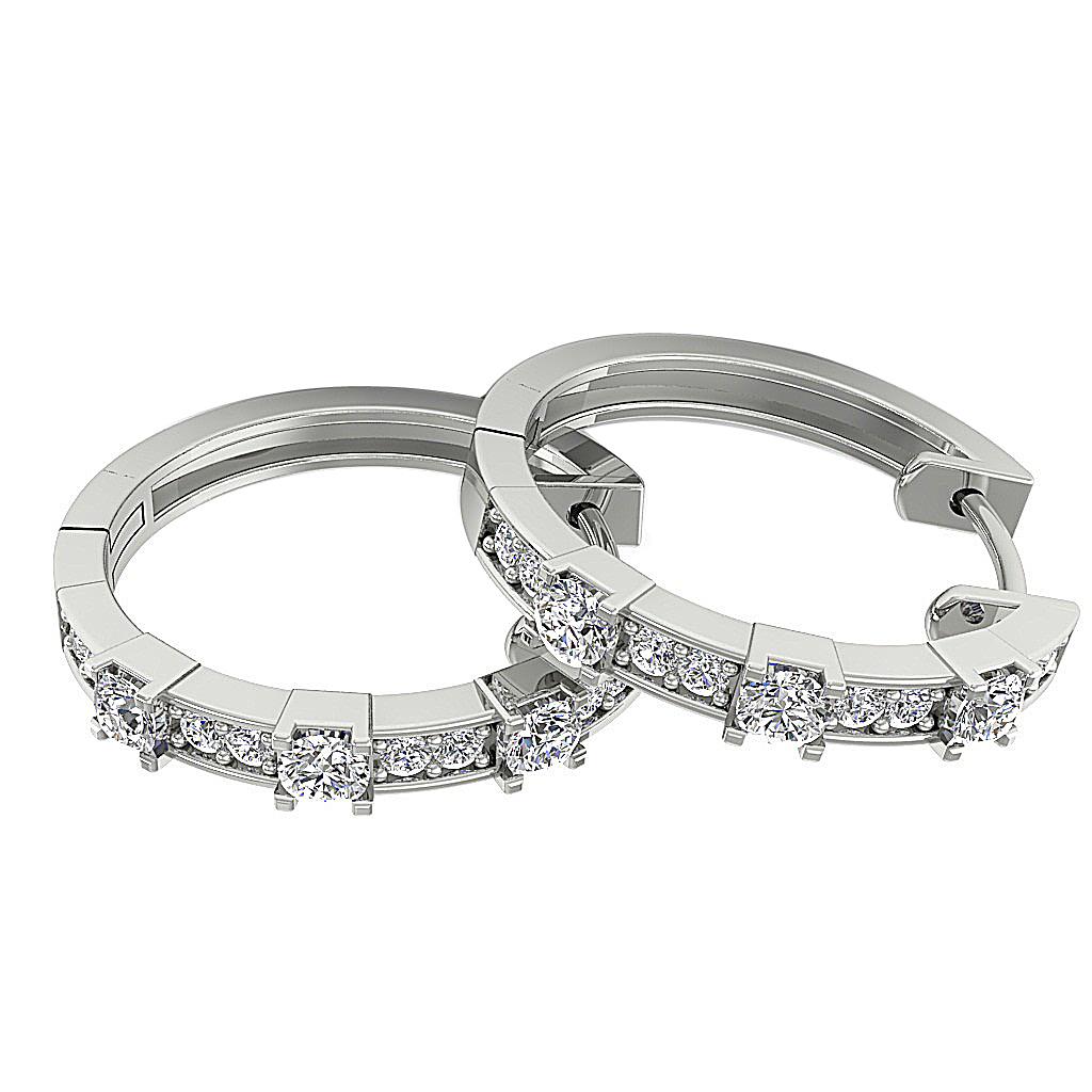 Natural Diamond Hoops Earrings SI1 G 0.50 Ct 14K Yellow Gold 0.70Inch