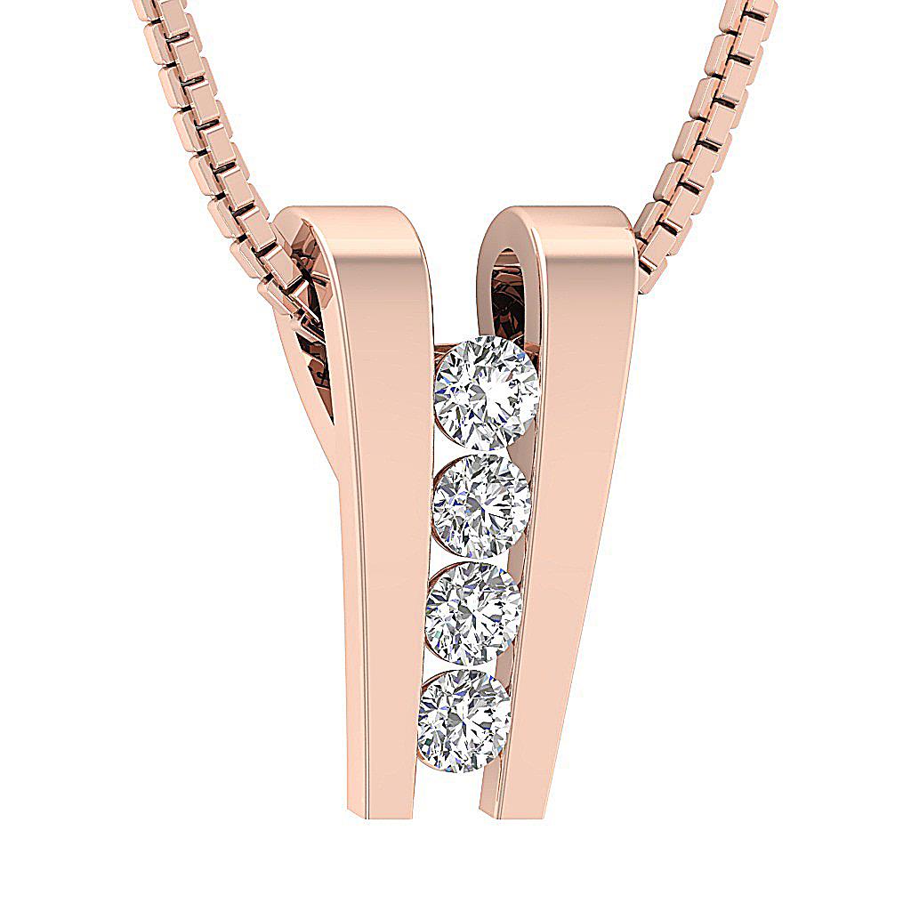 Natural Diamond SI1 G 0.35 Ct Cluster Pendant Necklace 14K ...