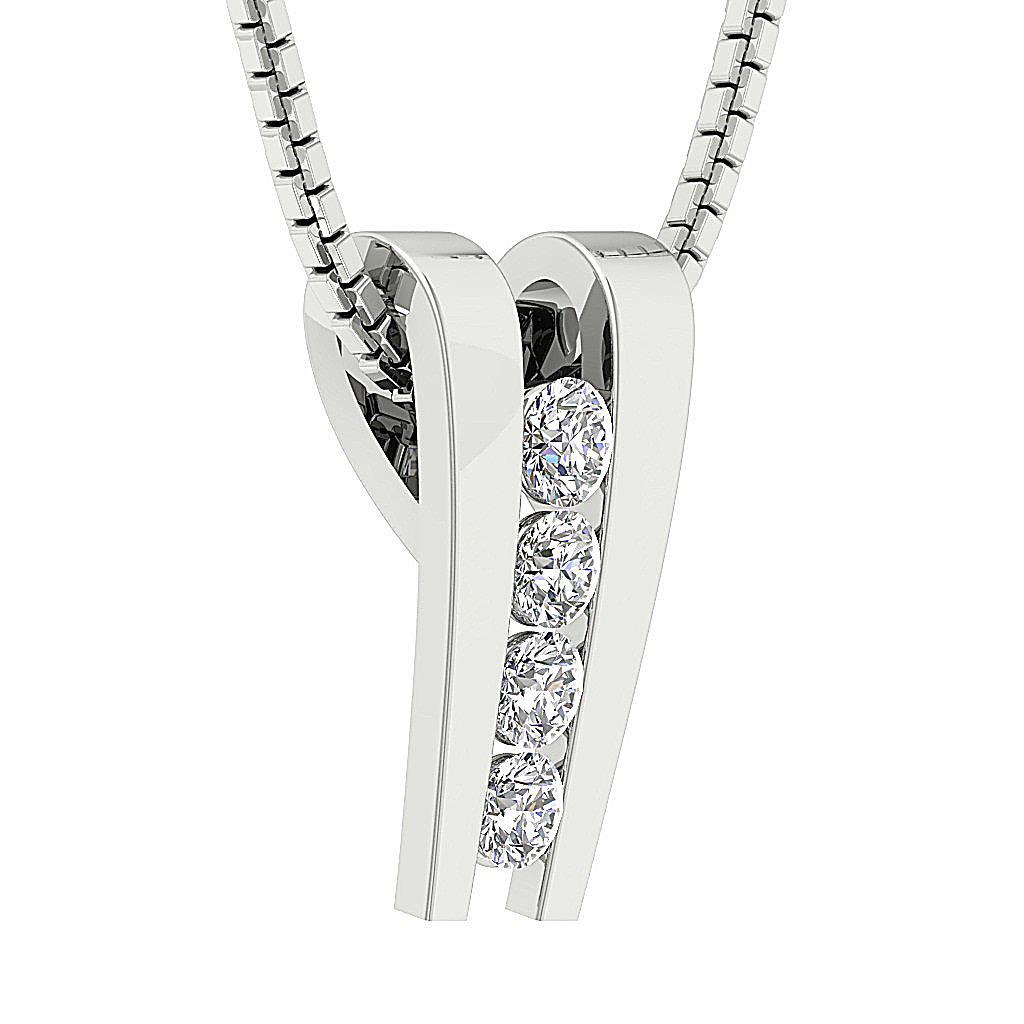 Natural Diamond SI1 G 0.35 Ct Cluster Pendant Necklace 14K ...