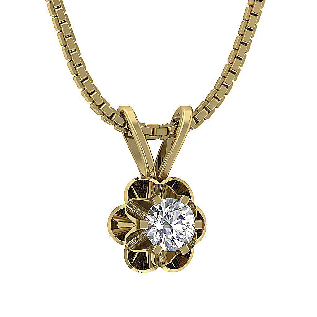 Solitaire Flower Pendant Necklace I1 G 1/4 Ct Round Diamond