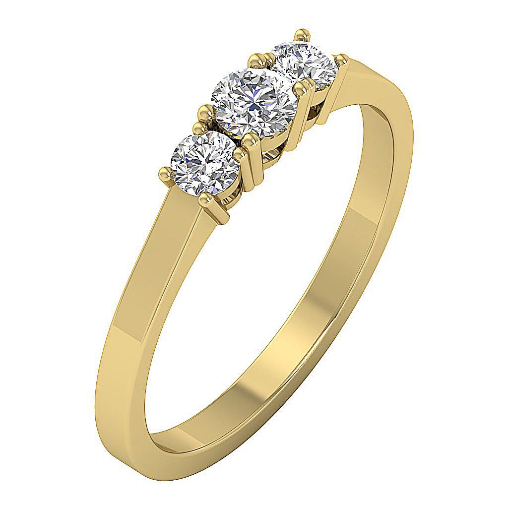 Three Stone  Engagement  Ring  Band 14Kt White  Gold  I1 H 0 