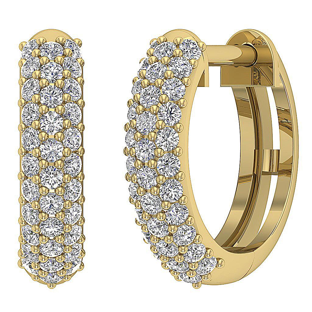 SI1 G 0.50 Ct Natural Diamond Hoops Earrings 14K Solid Gold Pave Set 0. ...