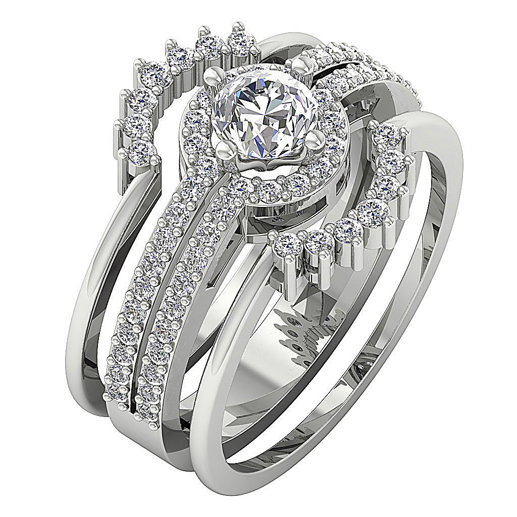 Multiple Bridal Ring I1 G 1.30 Ct Natural Diamond 14k Gold 12.20MM