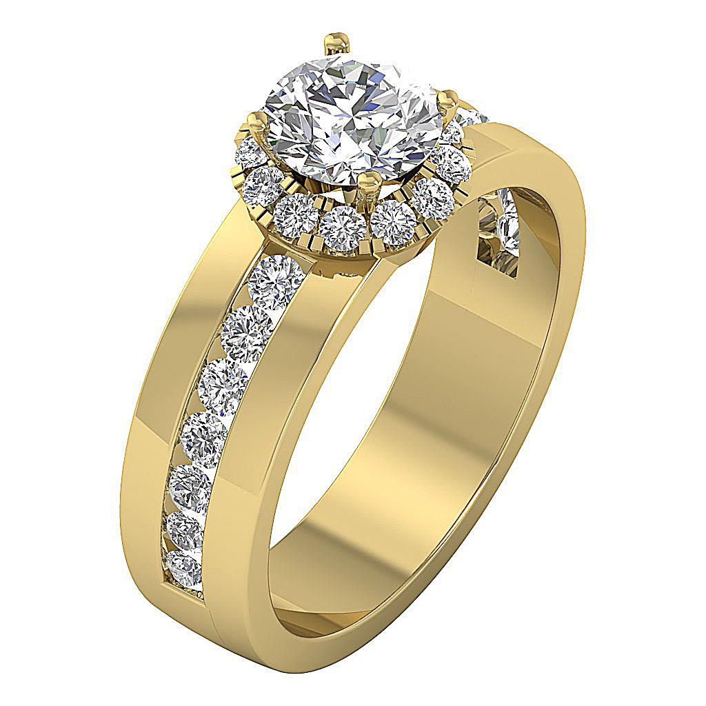 2 Carat Natural Diamond Solitaire With Accents Halo Wedding Ring 14K White Gold - Picture 11 of 11