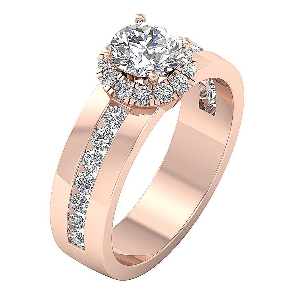 2 Carat Natural Diamond Solitaire With Accents Halo Wedding Ring 14K White Gold - Picture 9 of 11