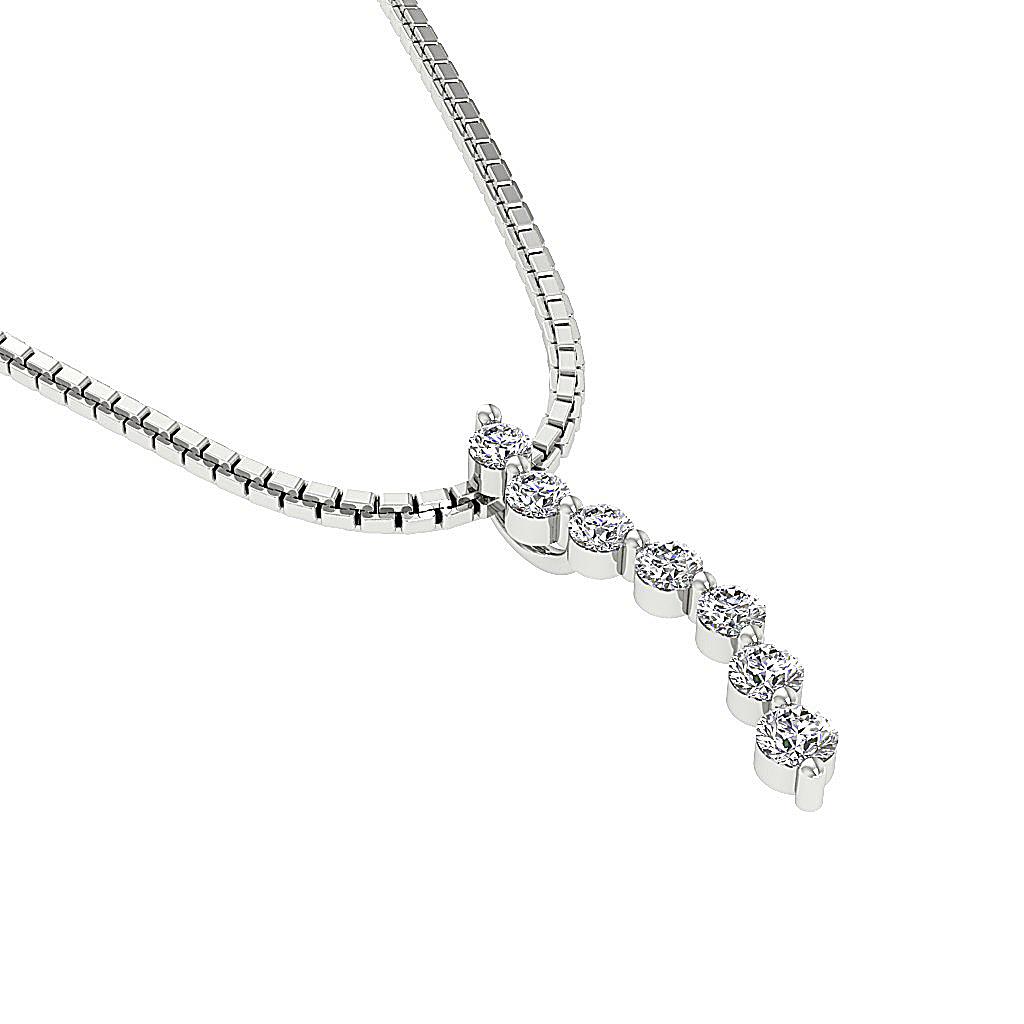 VVS1 E 0.55 Ct Natural Diamond Journey Pendant Necklace Appraisal 14K