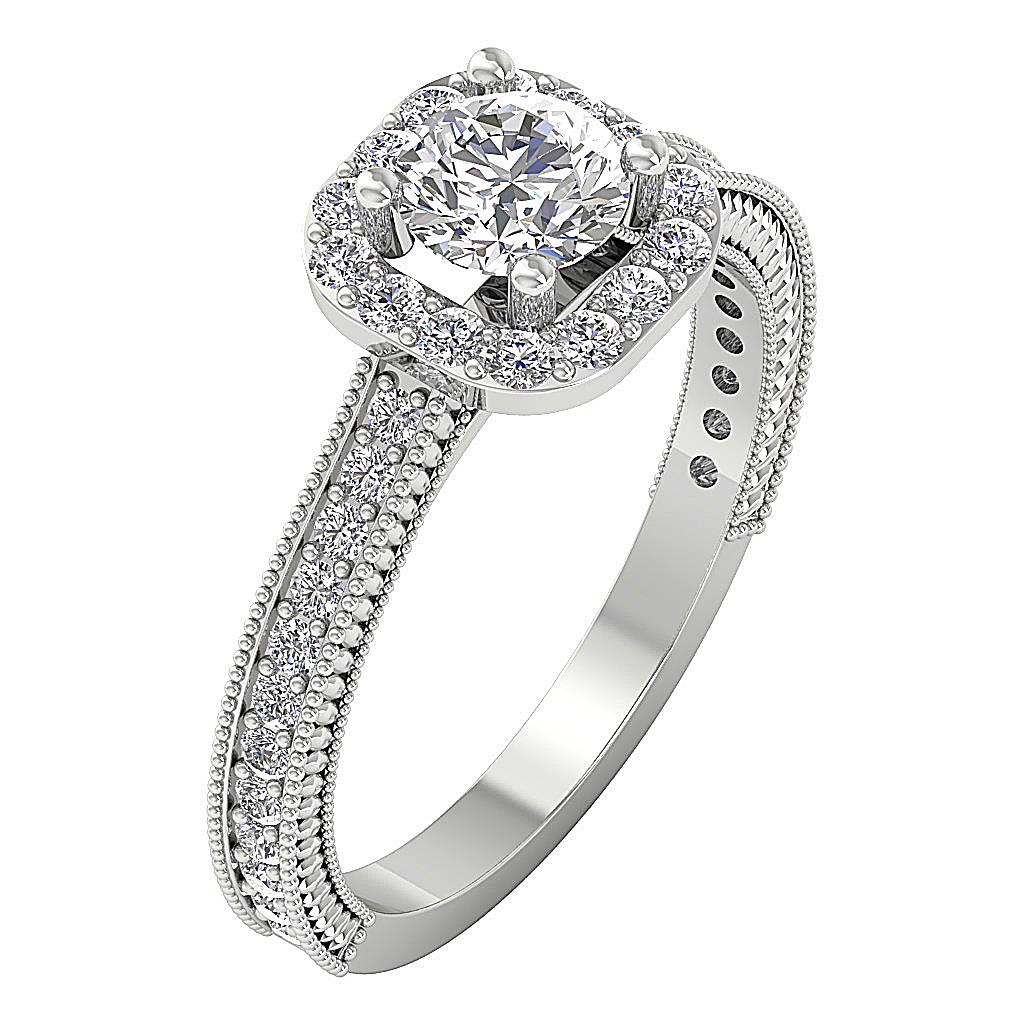 Solitaire Halo Engagement 1.70 Ct Genuine Diamond Ring 14K Rose Gold Prong Set - Picture 10 of 11