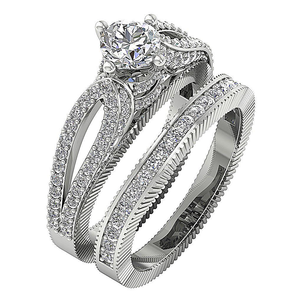 Designer Bridal Anniversary Wedding Round Cut Diamond Ring I1 G 1.85 Ct