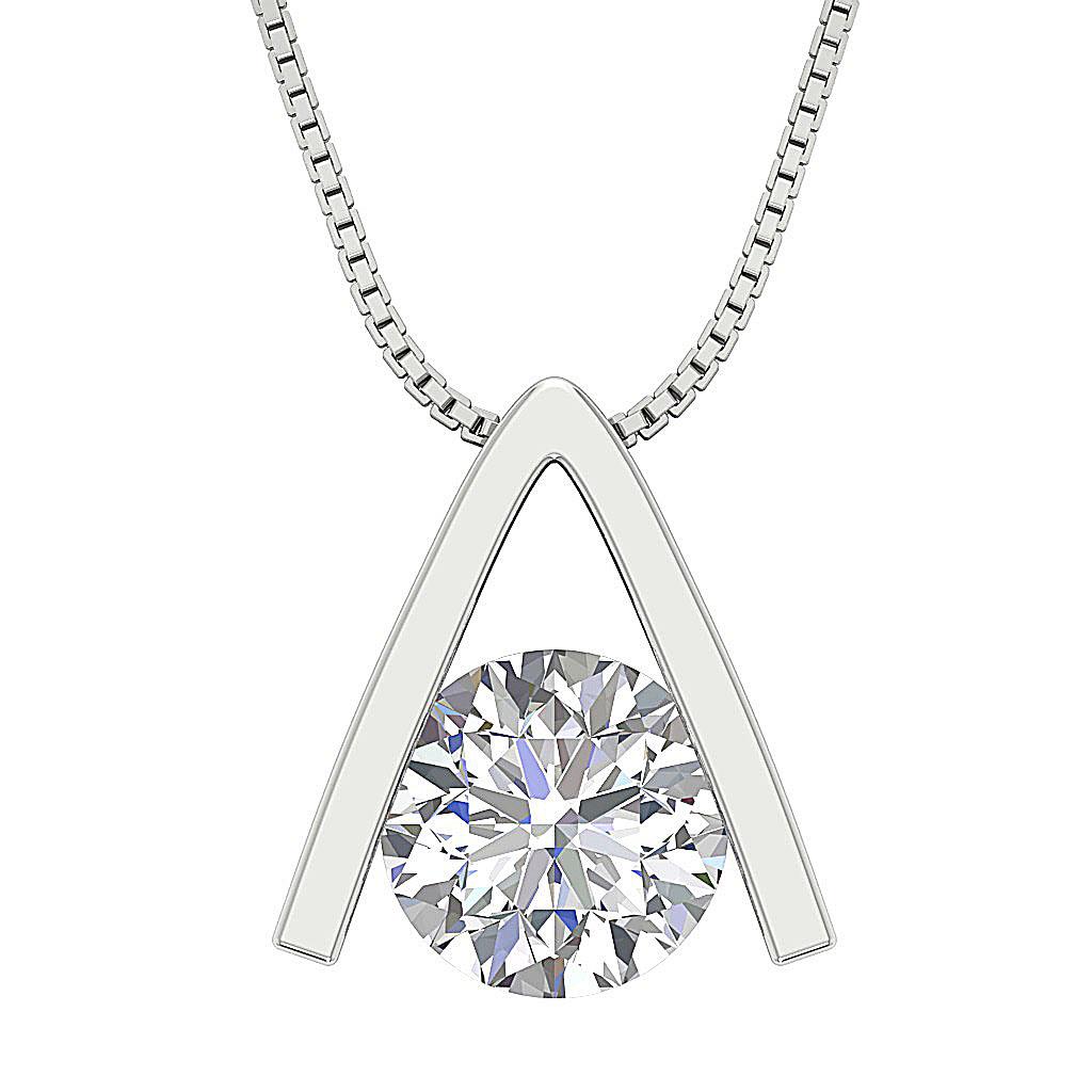 VS F 1.00-3.00 Carat Lab Grown Solitaire Diamond Pendant For Women 14K Rose Gold