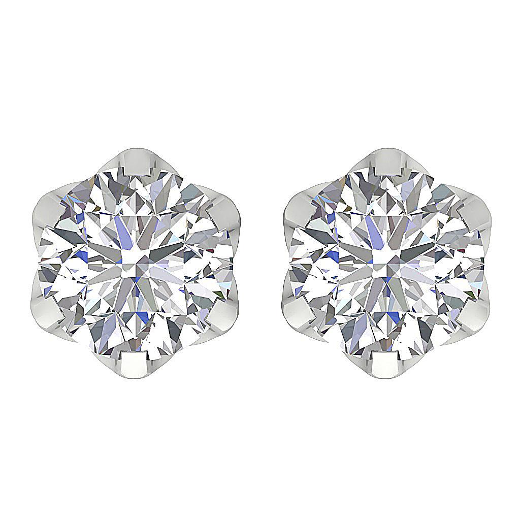 Solitaire Stud Earrings Round Diamond SI1 G 0.80Ct Appraisal White Gold ...