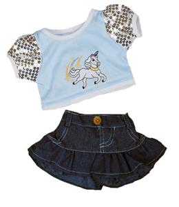 UNICORN SPARKLY T-SHIRT /& SKIRT 16/"//40cm TEDDY BEAR CLOTHES// BUILD YOUR OWN BEAR