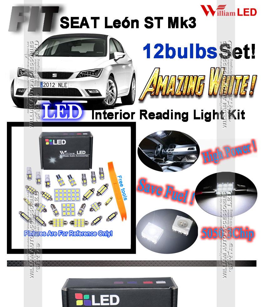 Details About 12 Bulbs Super White Led Interior Light Kit For Seat Leon St Fr Mk3 Error Free