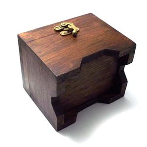 TEAK WOODEN RECTANGULAR TRINKET BOX CONTAINER INLAY ZODIAC COIN BRASS ...