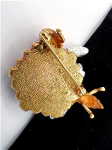 Vintage 1960s BOUCHER Honeycomb & Bee Gold-Plated Rhinestone
