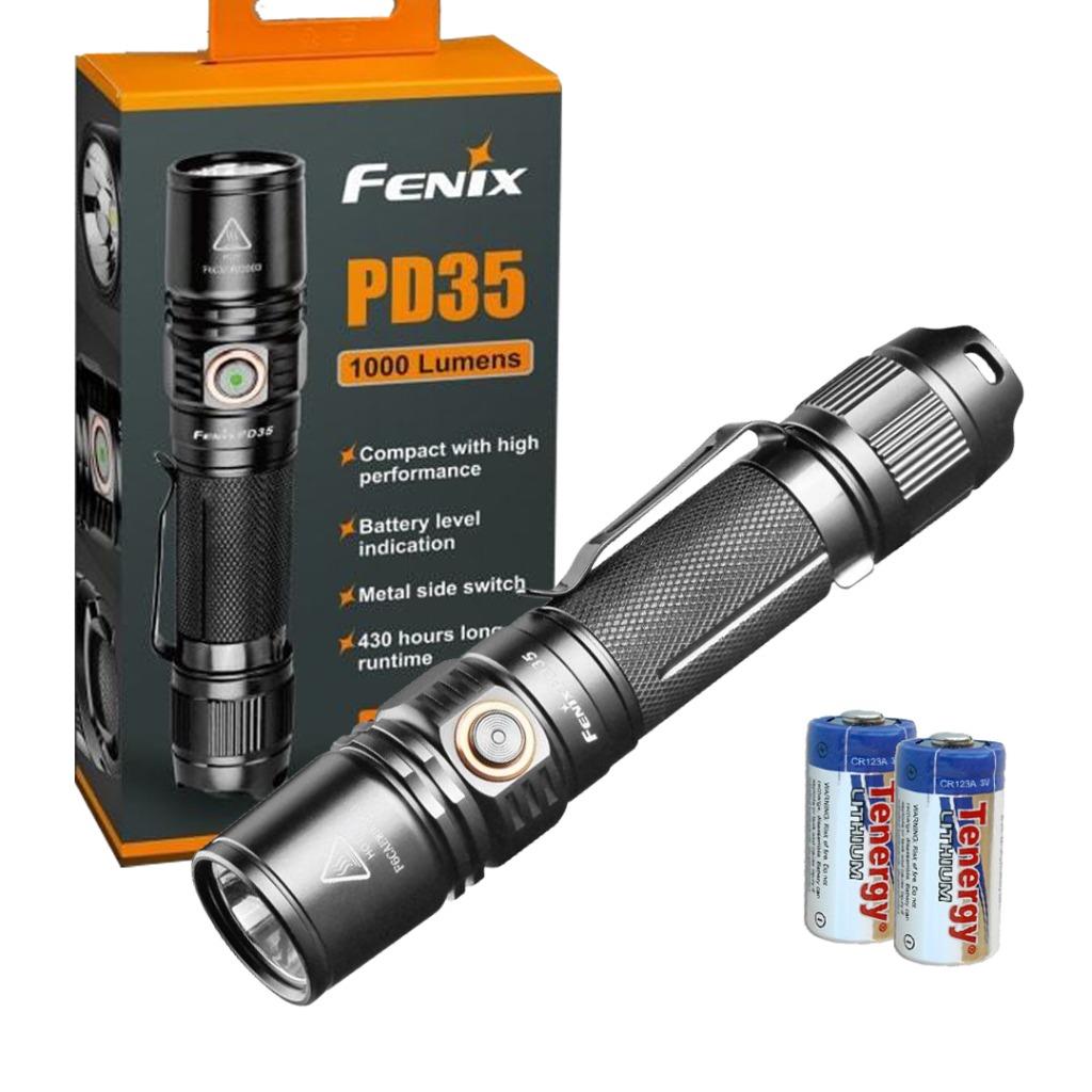 Fenix PD35 v2.0 1000 Lumen Tactical Flashlight with 2x CR123A Batteries ...