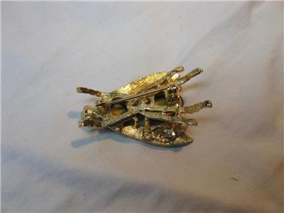 Broche Vintage Art Déco - Insecte En émail Et Pâte D'ambre, Bijou Ancien Signé Pour Costume