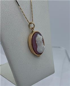 Pendentif Médaillon Victorien En Or 14K - Initiales M Et P, Onyx Et Cornaline, Chaîne Longue