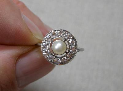 Médaillon Ancien 14K Or Avec Onyx Noir Et Perle - Style Belle Époque / Deuil - C1860