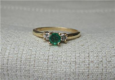 Emerald Diamond Wedding Engagement Ring Jackie Kennedy Onassis 14K Gold ...
