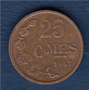 luxembourg 25 cents 1947