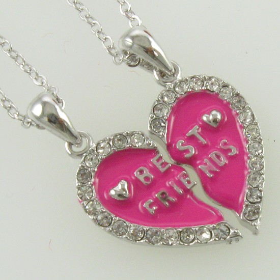 Necklace Valentine S Day Hot Pink Love Heart Pendant Bff Best Friend Forever Vd1 Ebay