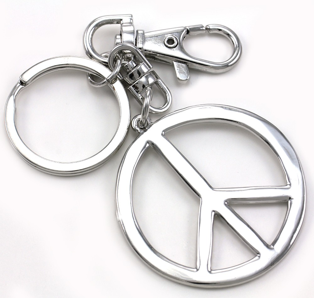 Peace Sign Dangle High Polish Silver Tone Car Accessory Keychain Key ...