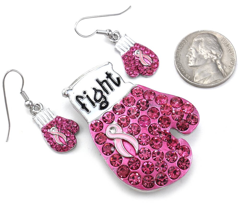 Pink Ribbon Breast Cancer Awareness Boxing Gloves Brooch ...