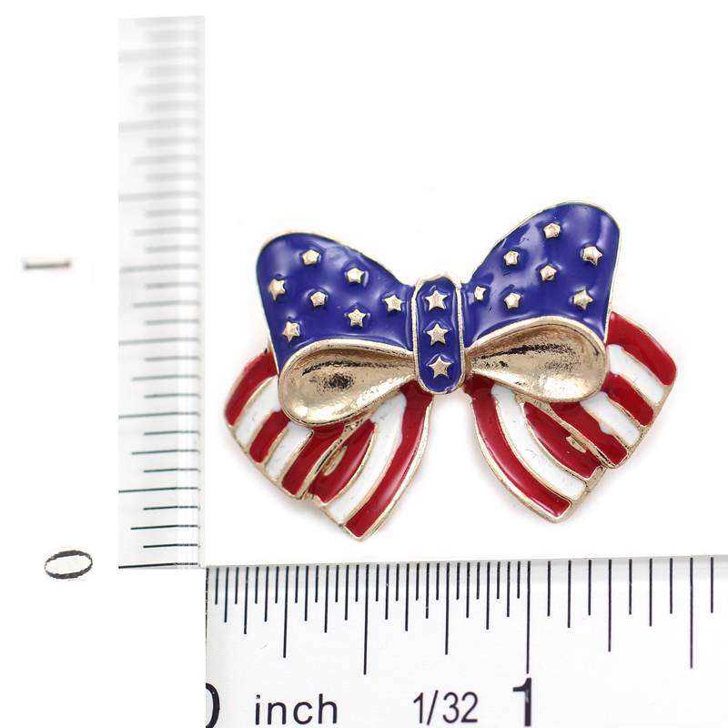 Coco Jewelry USA American Flag Star Ribbon Brooch Pin – Patriotic 4th Of July Jewelry – Clear/Red Rhinestone