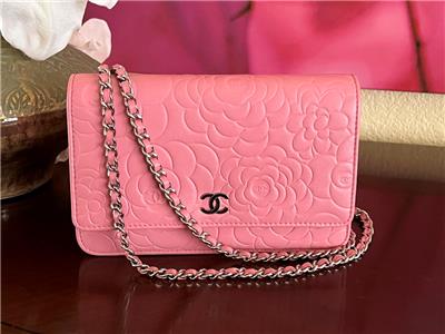 Chanel WOC Pink/Silver Camellias - Designer WishBags