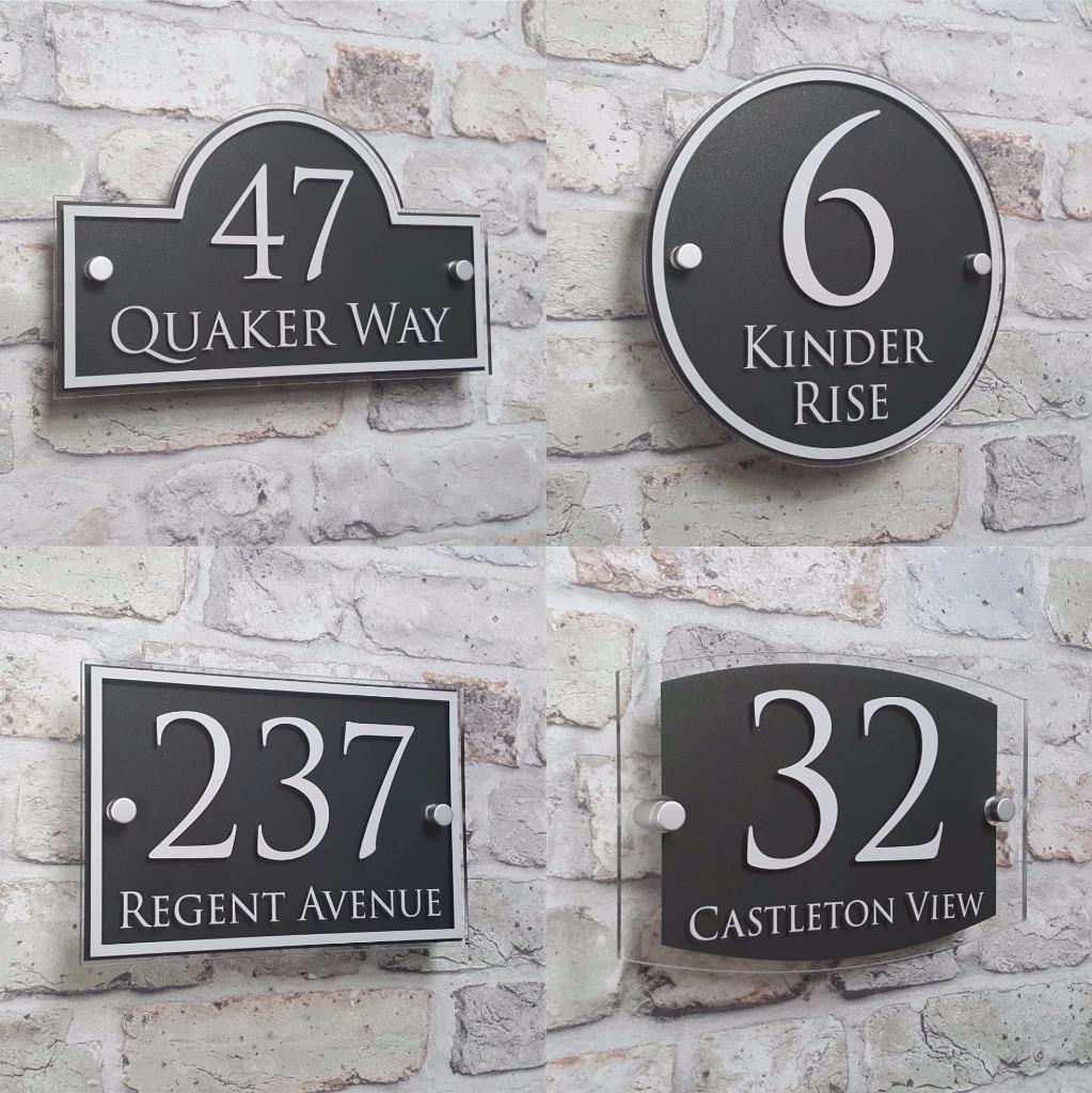 Details about modern house address plaque door number signs name plates glass effect acrylic