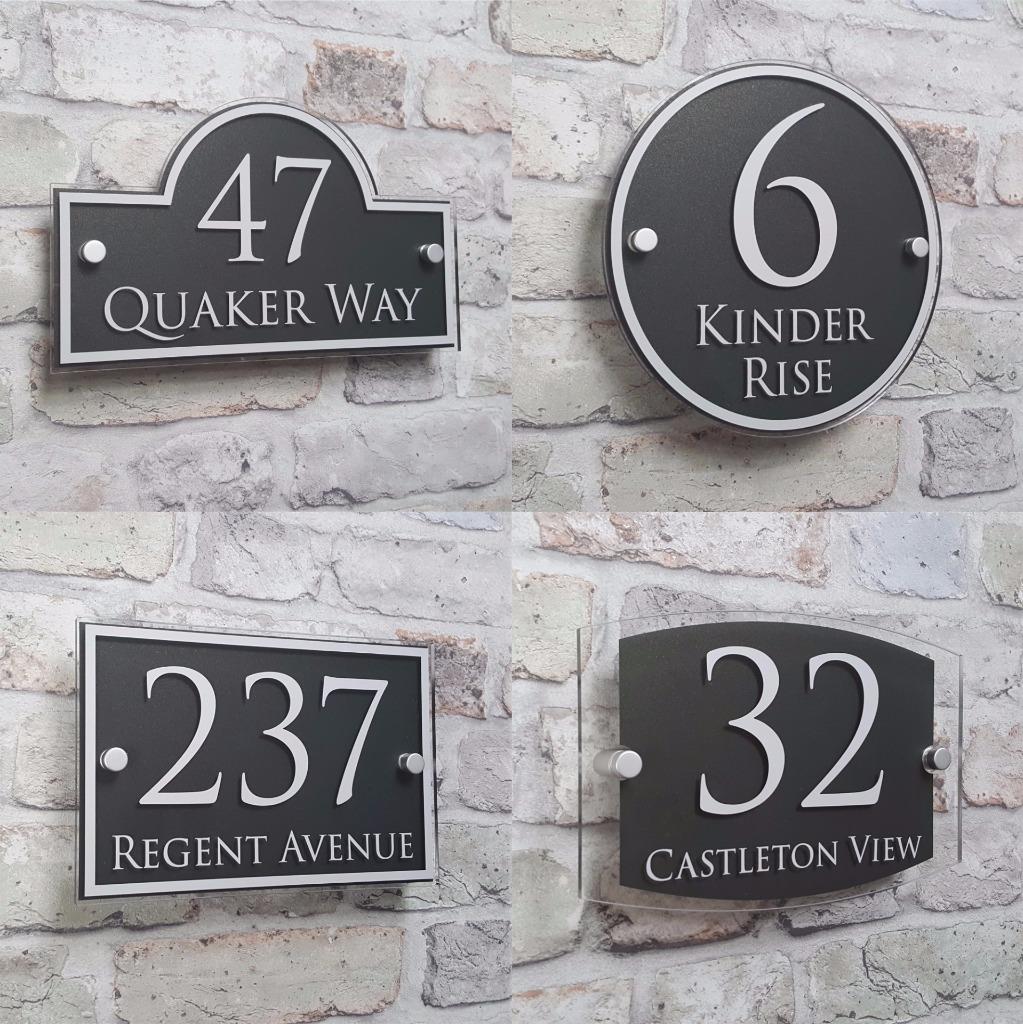 Modern House Address Plaque Door Number Signs Name Plates Glass Effect Acrylic Ebay