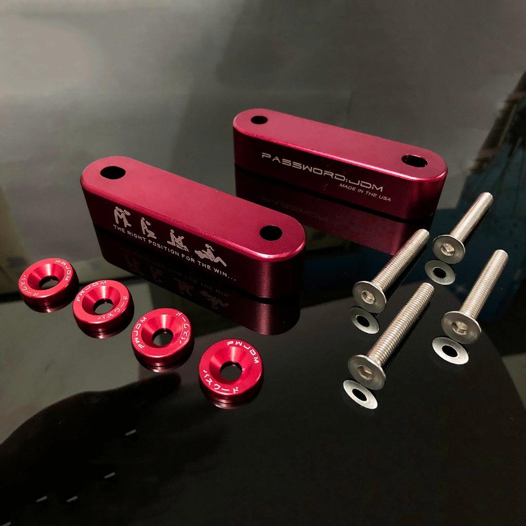Red Billet Hood Risers Spacers For Honda Civic 1988 2000