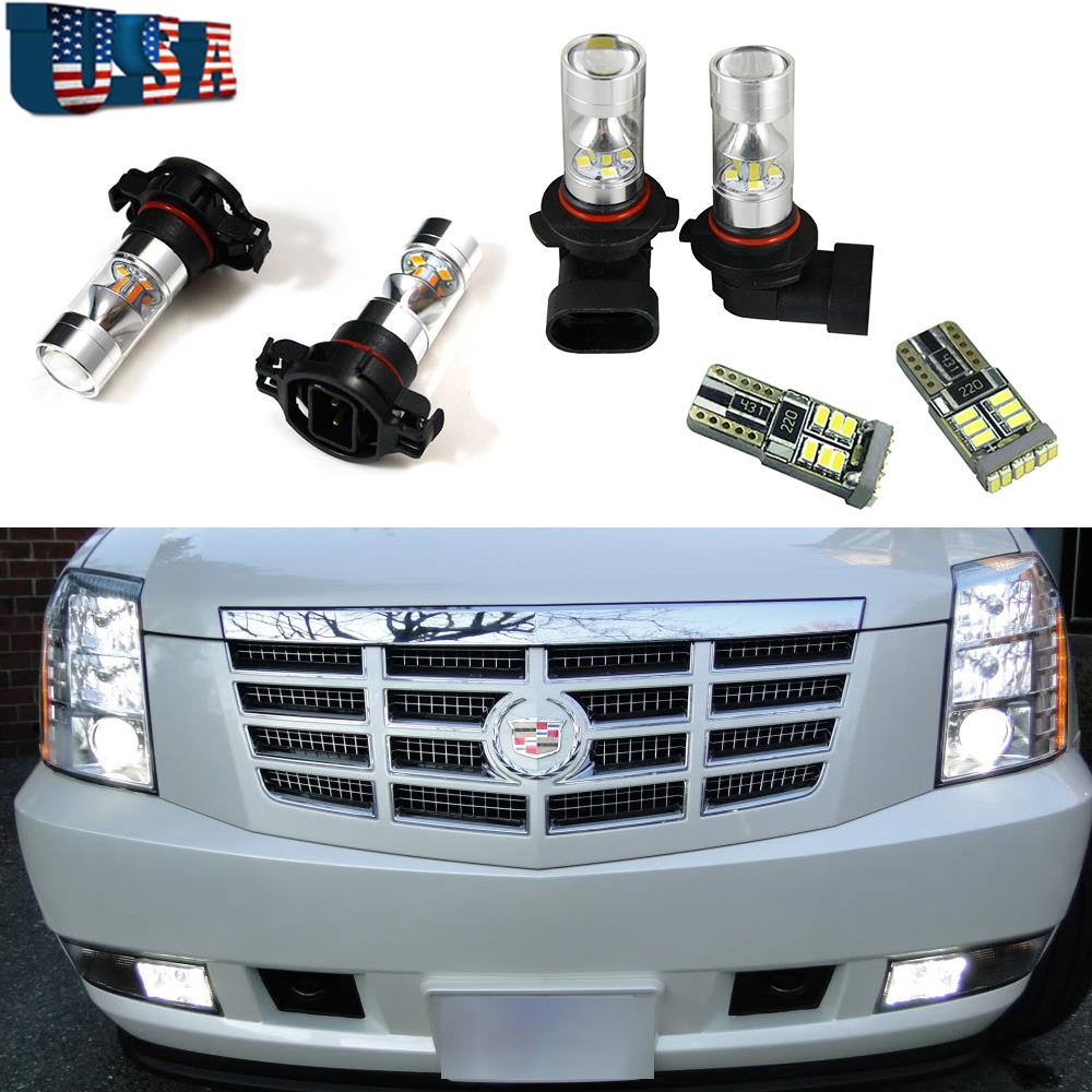 6pcs White Led Fog Driving Drl Light Bulbs Combo For 2007