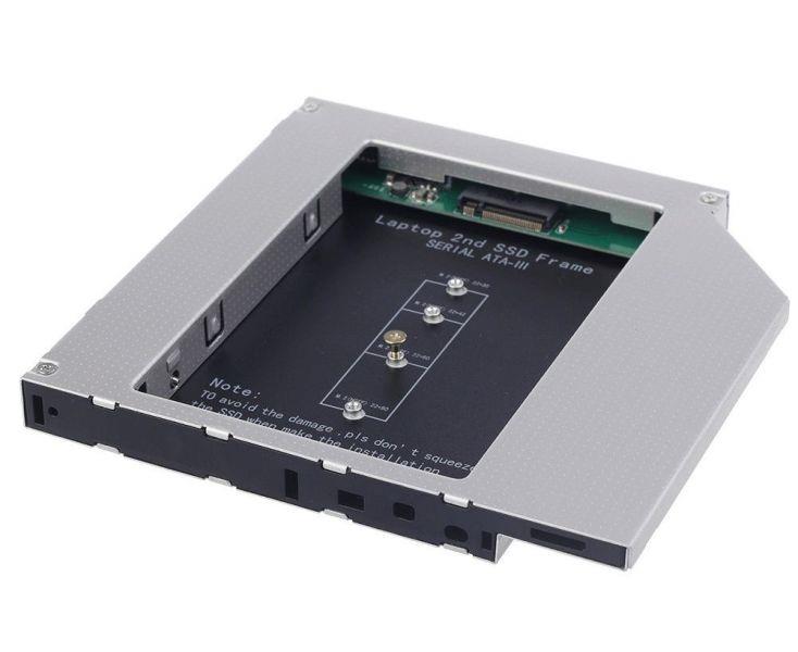 2nd Drive Caddy M.2 NGFF SSD to SATA for 12.7mm DVDROM Optical Bay for