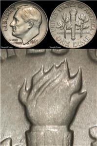 1969 Roosevelt Dime FS-901 REV of 68 BU Uncirculated Reverse of