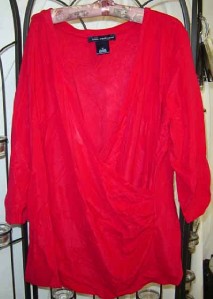 Susan Graver Lustra Knit Faux Wrap Top New!