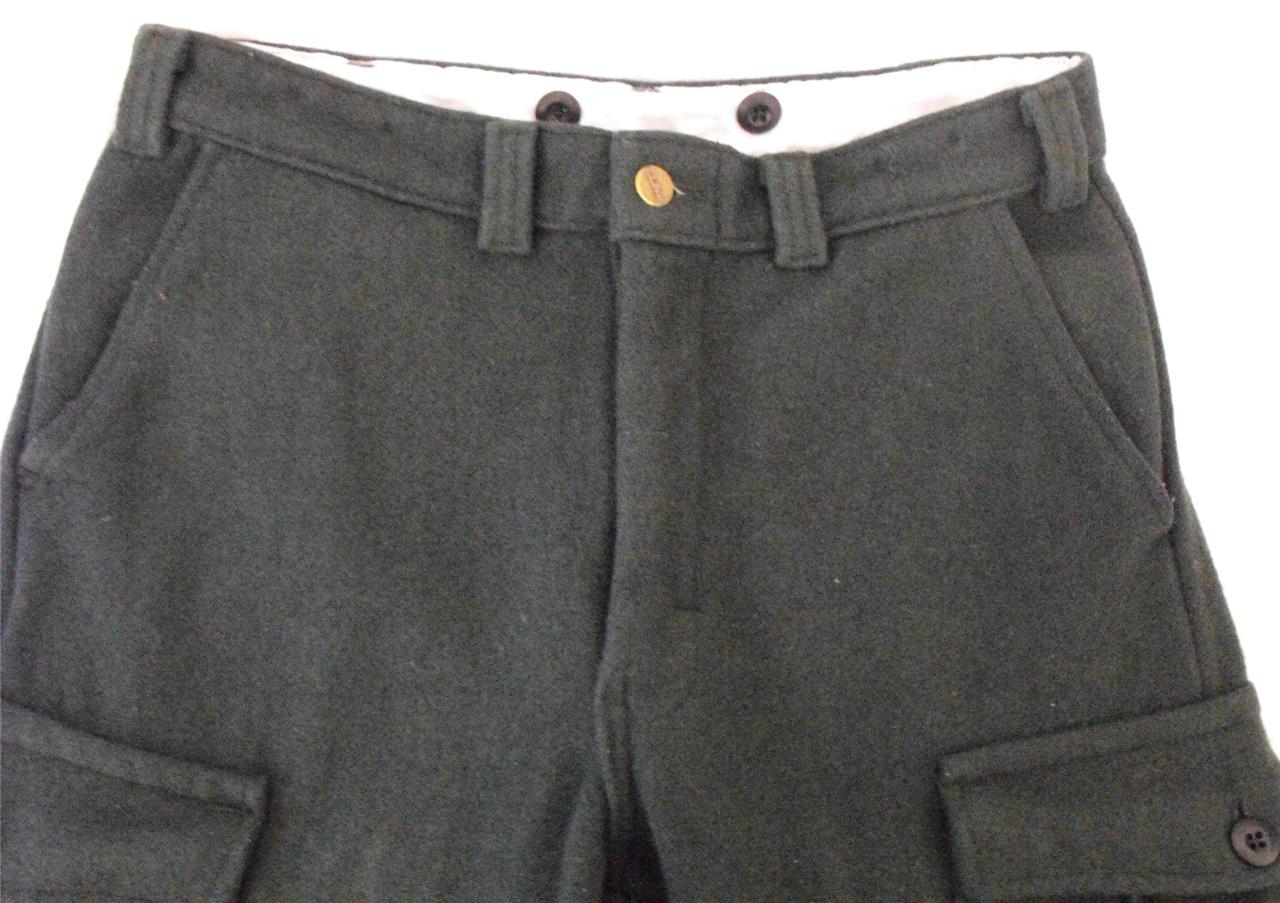 Mens L.L. Bean Wool Hunting Pants Cargo Green Suspender 32 34 EUC | eBay