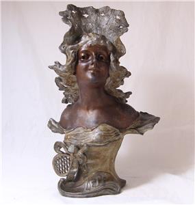 【真鍮製】Art Nouveau 女性像ランプ Art'd Fransサイン入 真鍮製】Art Nouveau 女性像ランプ Art'd Fransサイン入 真鍮製