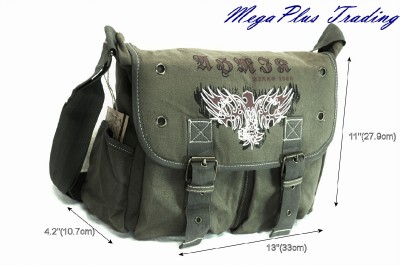 Ahmik Casual Canvas Messenger Book Bag BMT-3287 Green