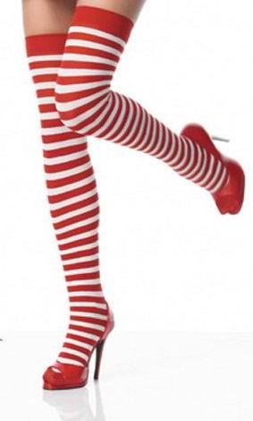 SEXY CHRISTMAS XMAS CANDY STRIPED LONG SOCKS FOR FANCY DRESS COSTUMES ...