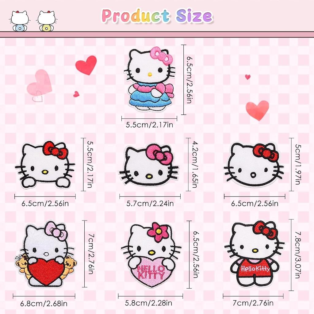 Hello Kitty Cat Iron On Patches for Clothing Sew Applique Embroidered Patches - Picture 9 of 9