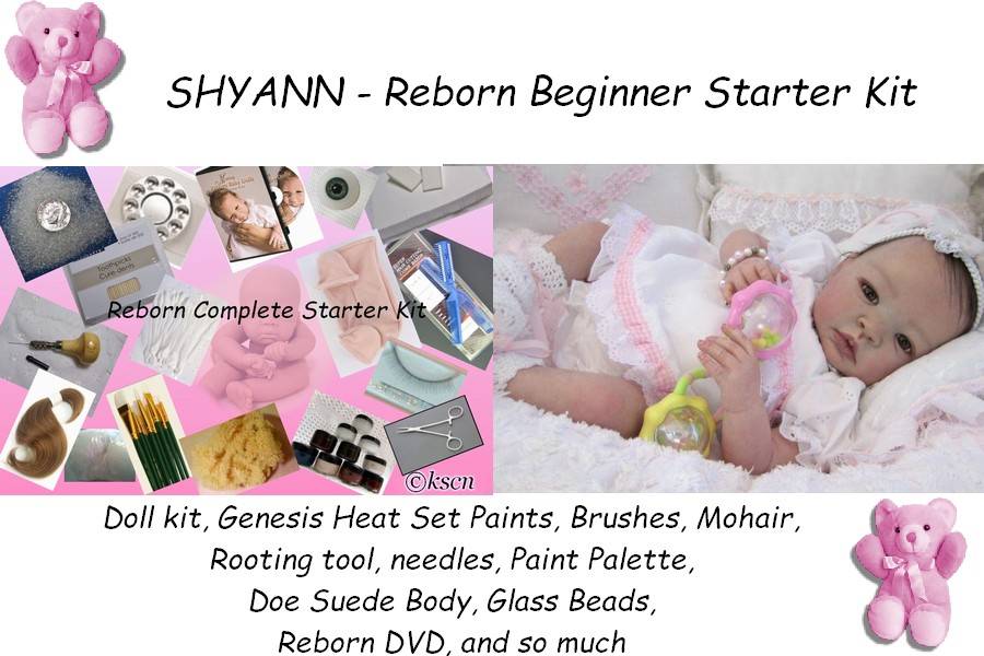 Reborn baby RAINE Complete Starter Beginner Kit Doll Mohair Genesis paints 