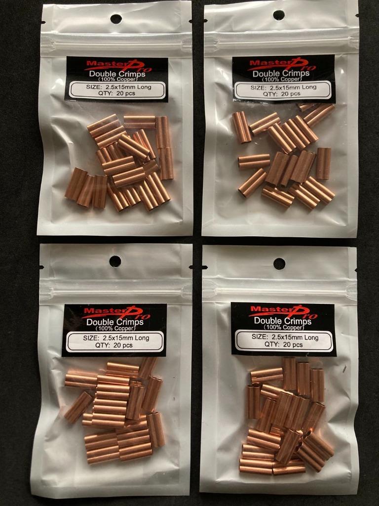 80 X Double Crimps Cooper Multisize for Monofilament Fishing line Wire