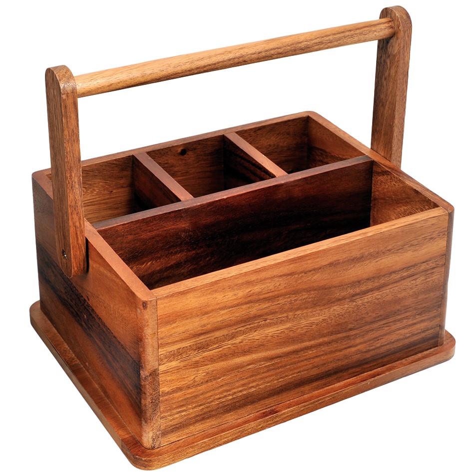 NEW Wooden BBQ Organiser Caddy Utensils Napkins Storage | eBay